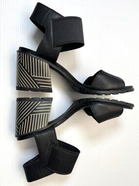 Black Women's Block Heel Nadia Sandals by Sorel